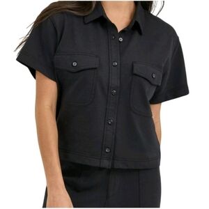 Lee Utility Sweater Shirt Button Down Short Sleeve Relaxed Thick Fabric